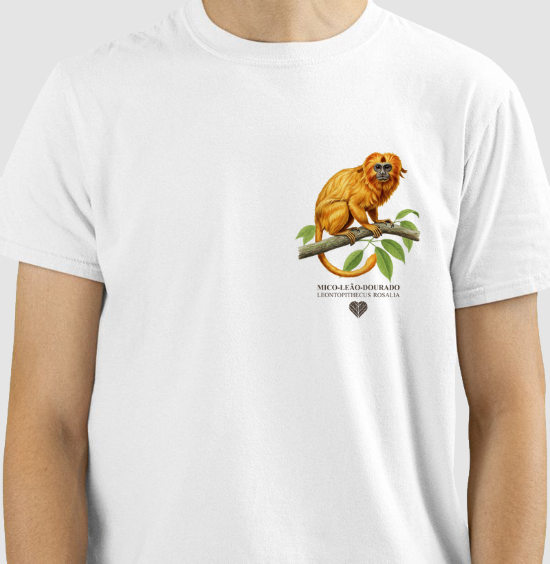 CAMISETA MICO LEÃO DOURADO (ESTAMPA PEQUENA)