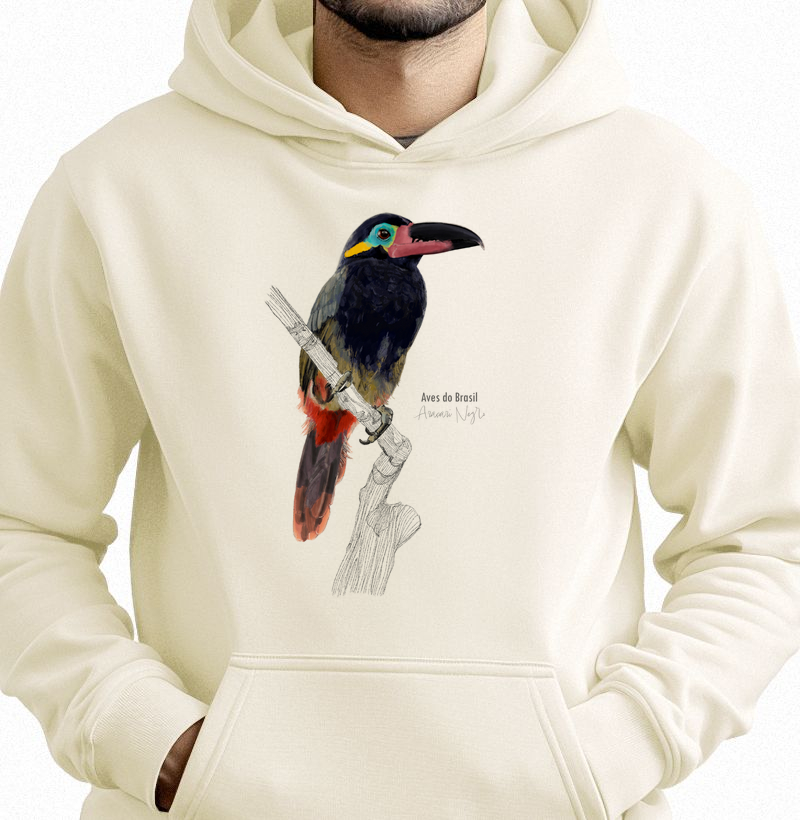 Aves do Brasil II - Araçari Negro - Moletom Hoodie