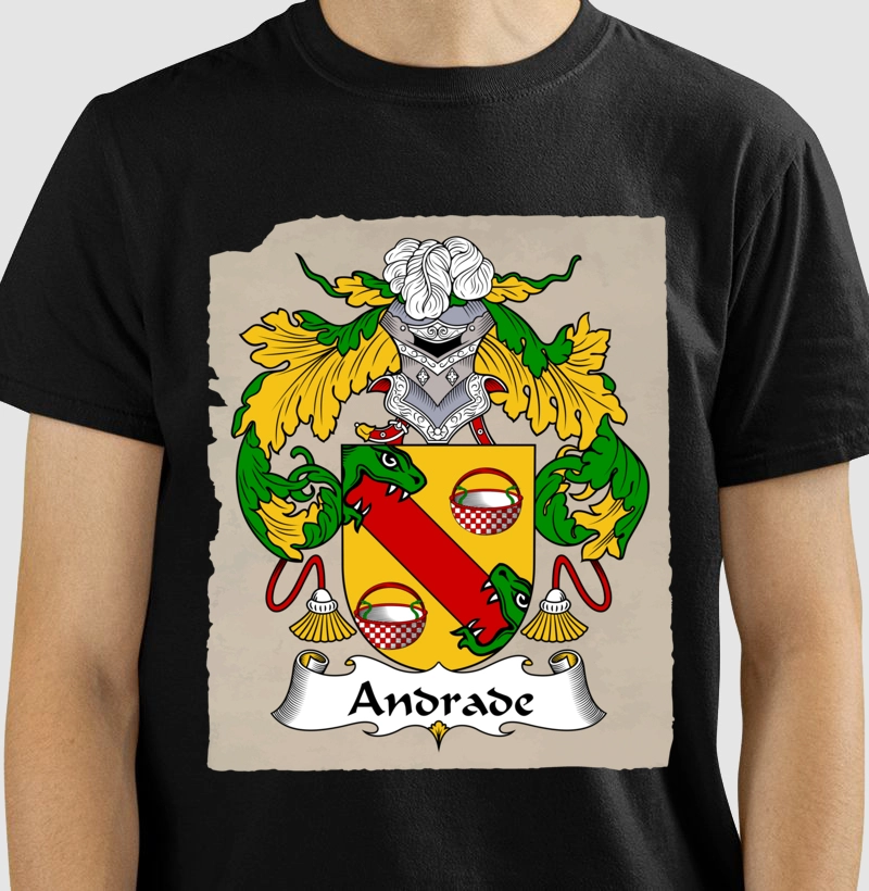 Camiseta Brasão Família Andrade Símbolo Sobrenomes