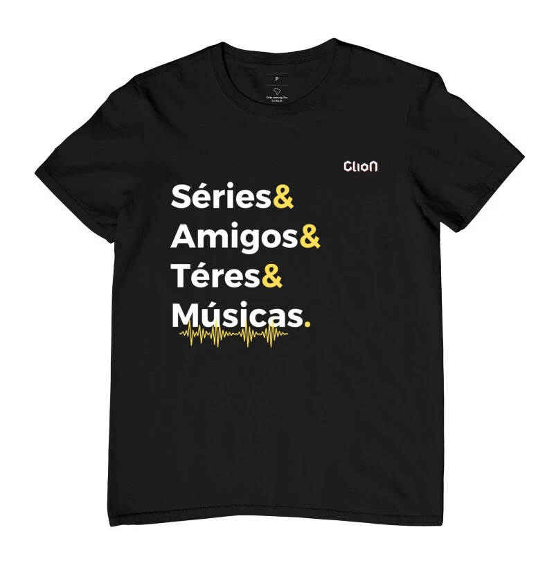 camiseta séries amigos téres e músicas