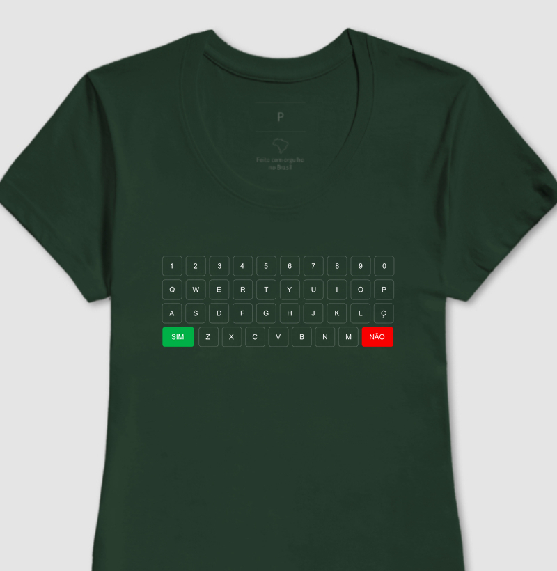 Camiseta Teclado Inclusivo com as teclas SIM e NÃO | Feminina | verde