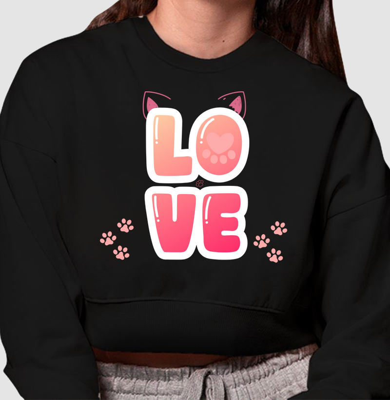 Cropped Moletom Love Cat