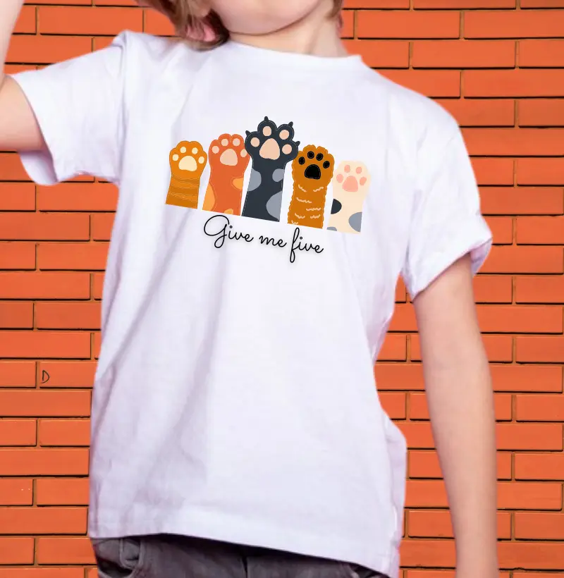 Camiseta Infantil motivo gatos - Give me Five