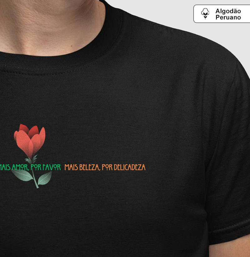 Estampa Rosa Frases - Preto Masc.