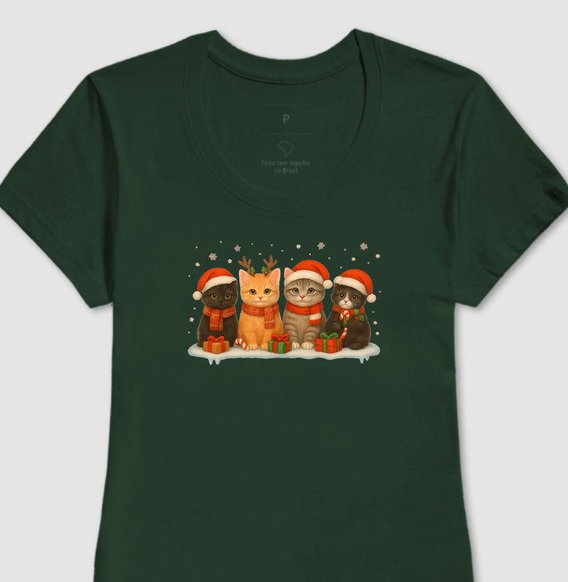 Camiseta - Gatinhos Natal