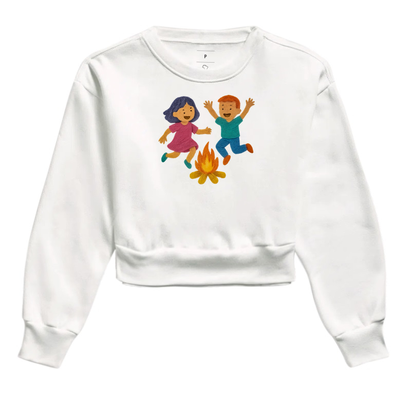 Moletom Cropped "pular fogueira"