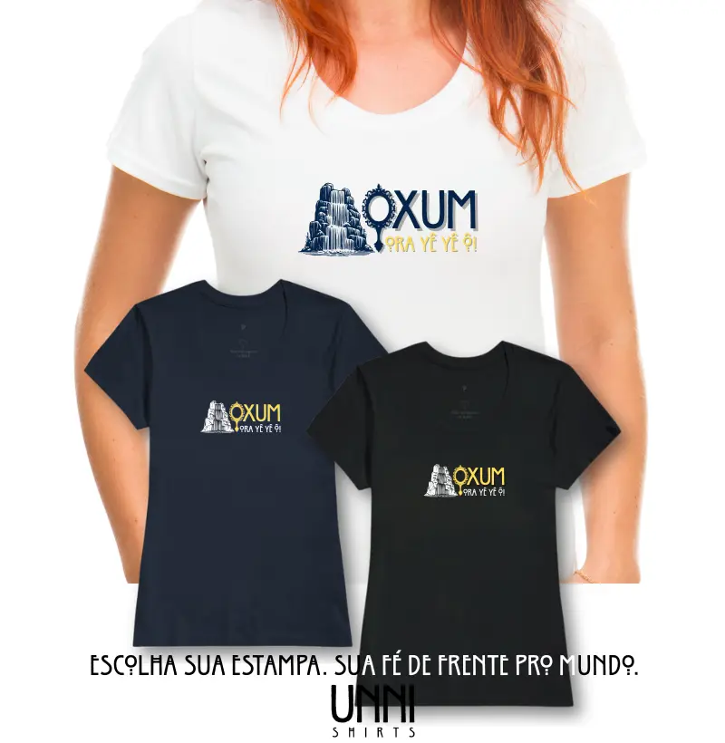 Camiseta Oxum Cachoeira Sombreada Branca Feminina