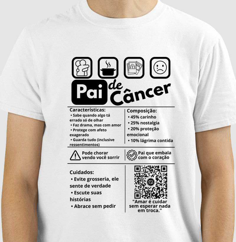 Camiseta Pai de Câncer – Coração que Cuida e Abraça