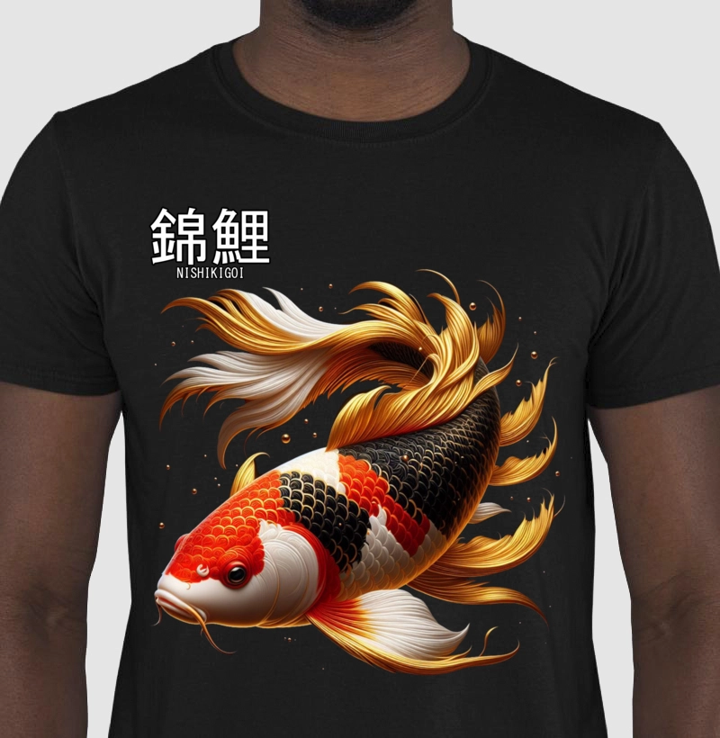 Camiseta Carpa Nishikigoi 3 cor dourada