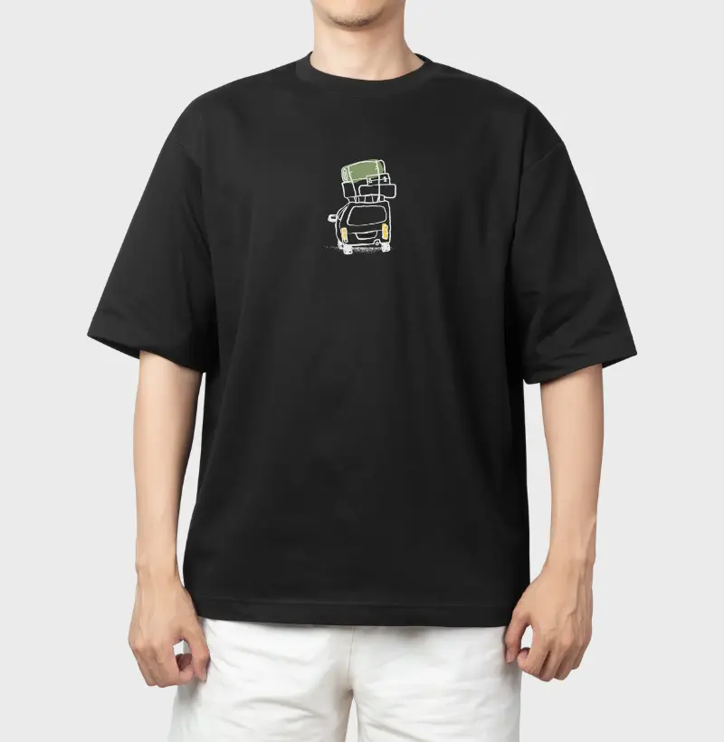 Camiseta Oversized Viajante Mochileiro de Carro