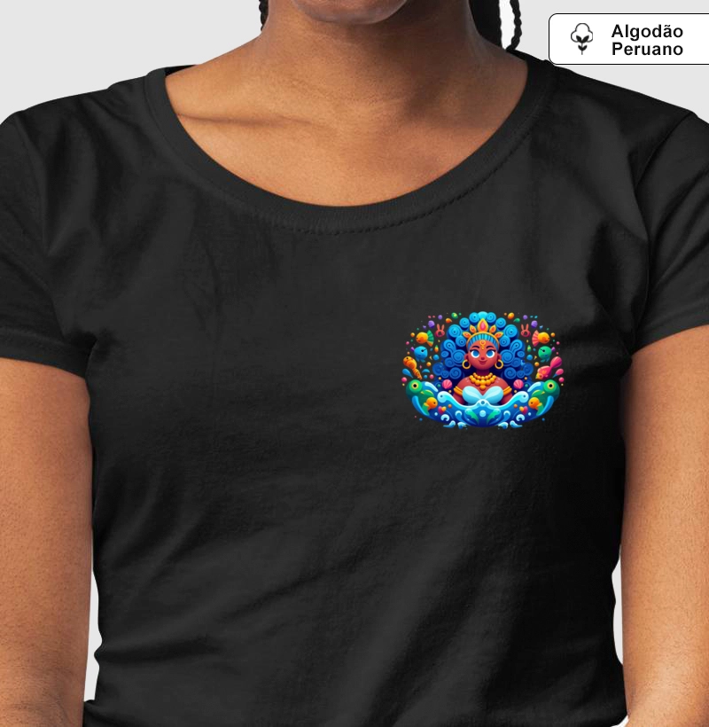 Camiseta Algodão Peruano - Premium - Yemanjá bolso