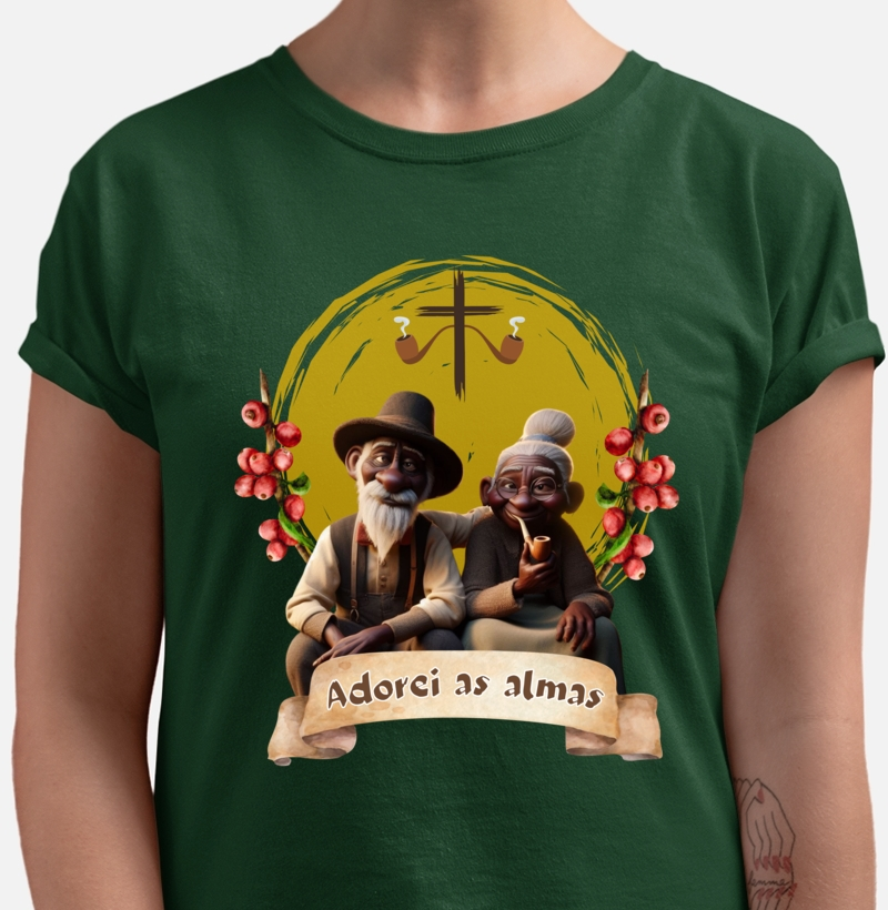 camiseta 100% Algodão - Casal pretos velhos