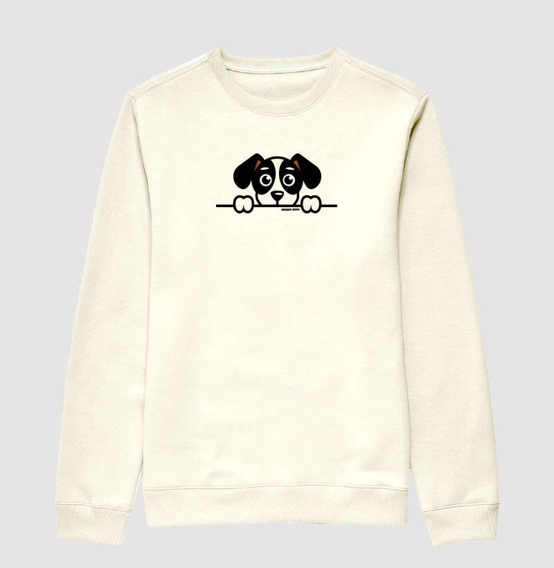 Cachorro preto e branco escondido