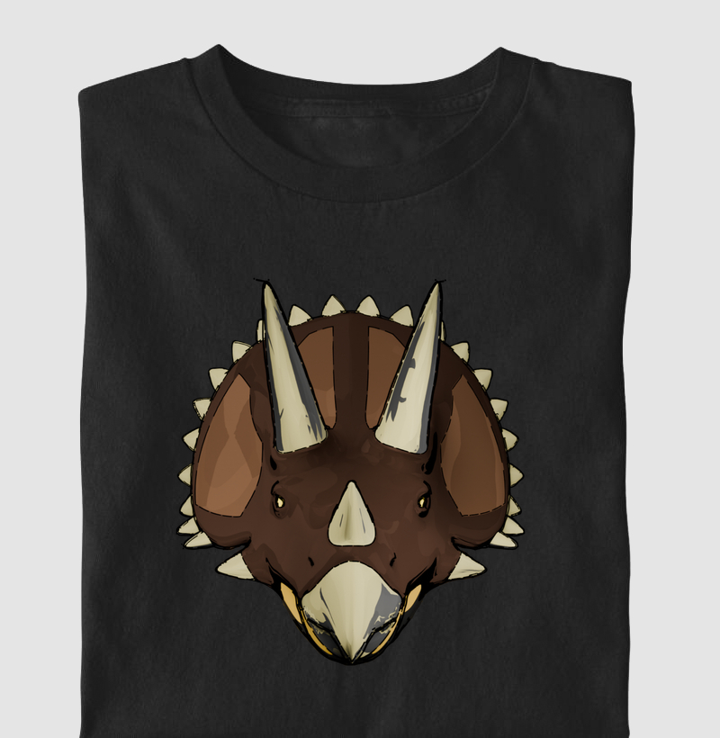 Camisa Algodão Estampada Triceratops Cabeçada Premium 