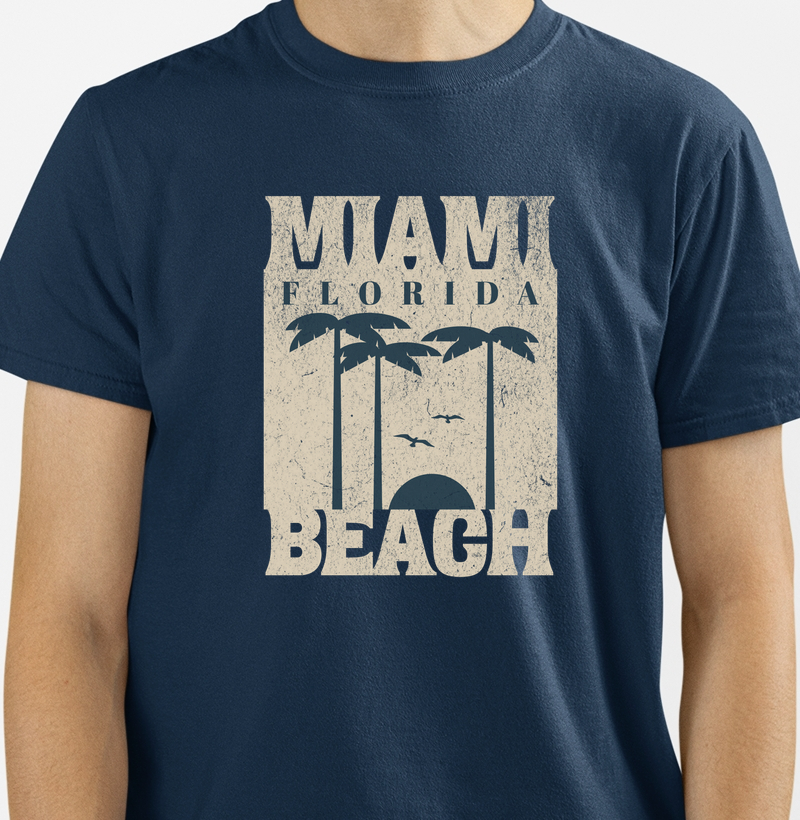 Miami Beach - E é. - T-Shirt e Baby Look