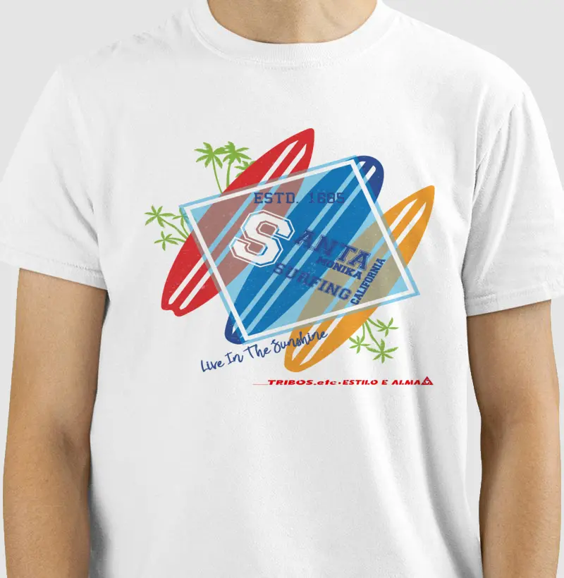 CAMISETA RESERVA.INK MASCULINA E FEMININA TRIBOS.etc ADVENTURE SURF SANTA MONICA