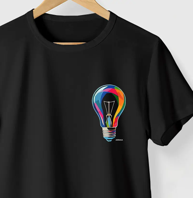 Camiseta LÂMPADA COLOR - PRETA - (100% Algodão)