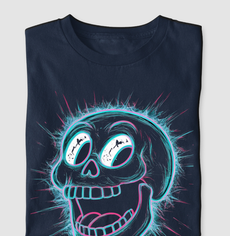 Camiseta "Caveira Elétrica" - Vibe Vaporwave