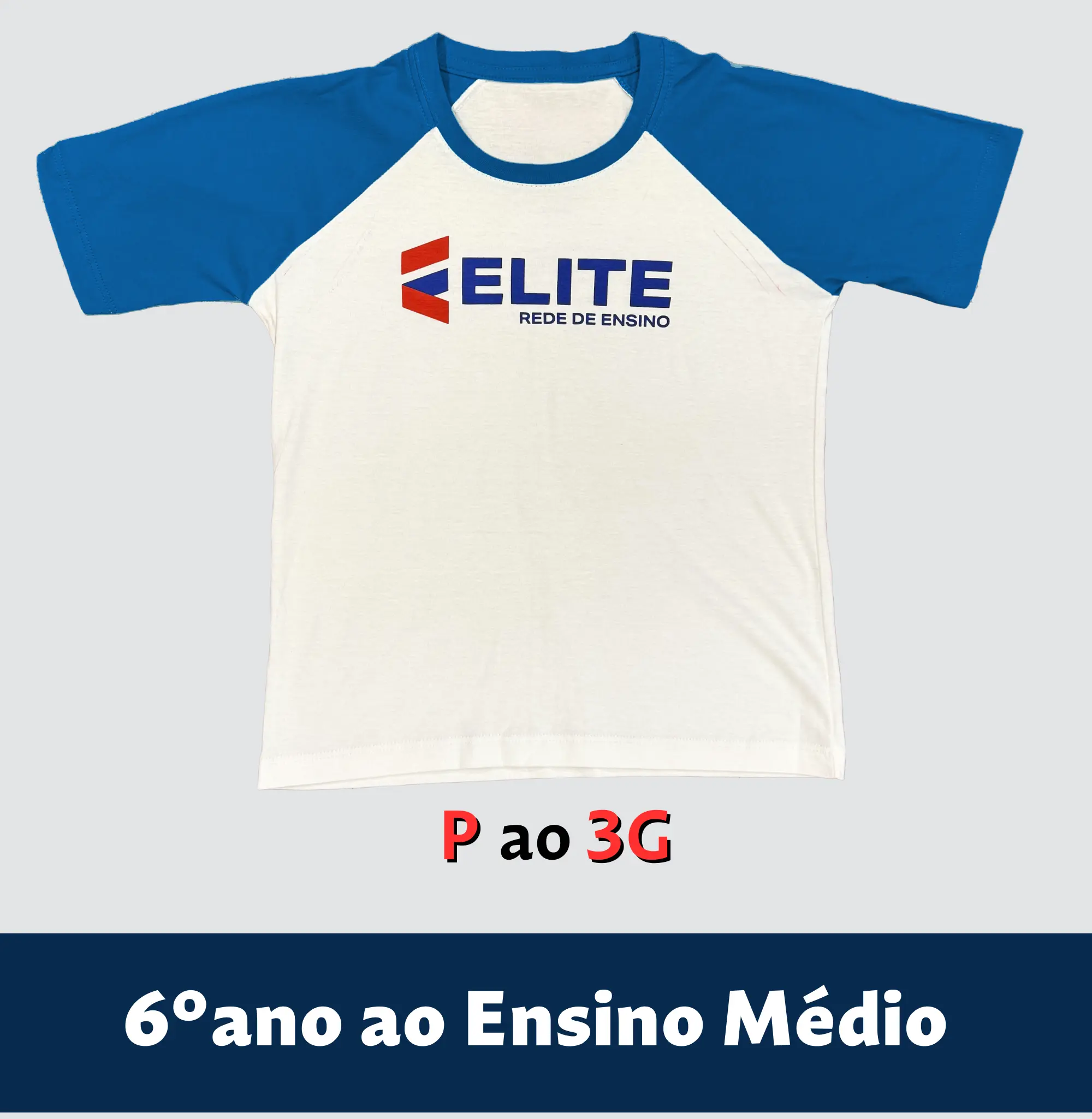 Camiseta Raglan Elite Azul Royal - 6º ano ao Ensino Médio