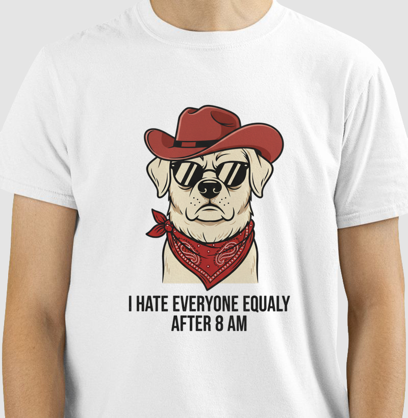 Camiseta I Hate Everyone Equally After 8 AM