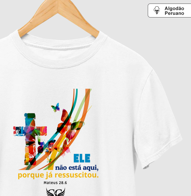 Camiseta de Páscoa Ele não ]está aqui.