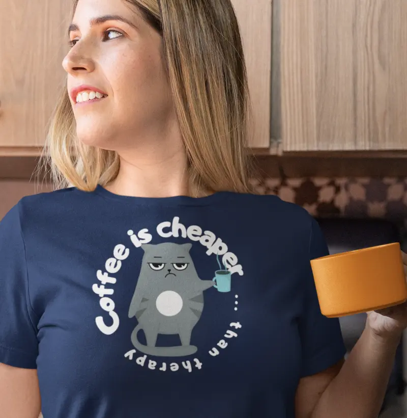 Coffee is cheaper than therapy - Camisa Feminina Catlovers - Soul Nice