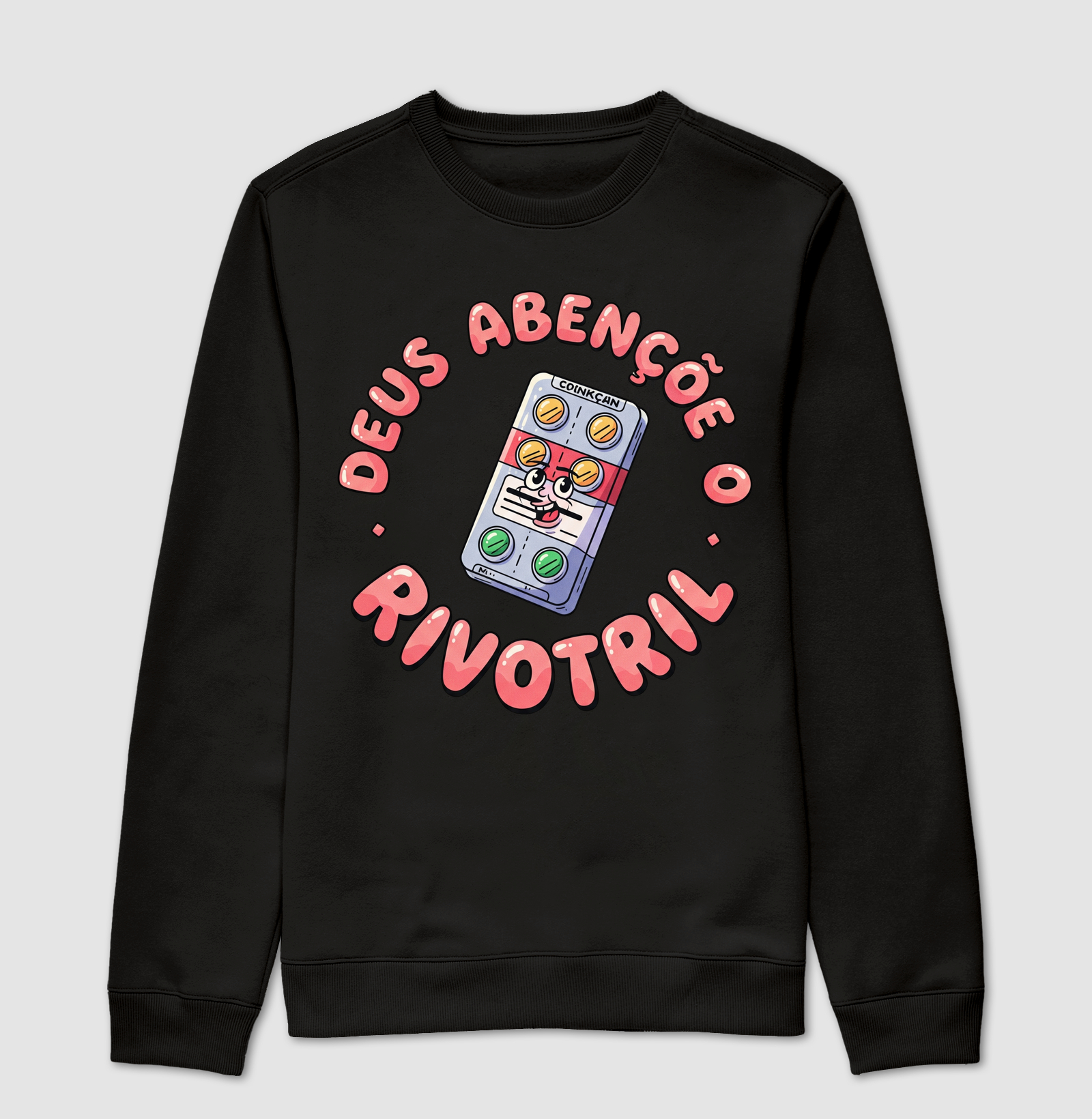 Camiseta "Deus abençoe e o Rivotril" – Fé, foco e farmácia