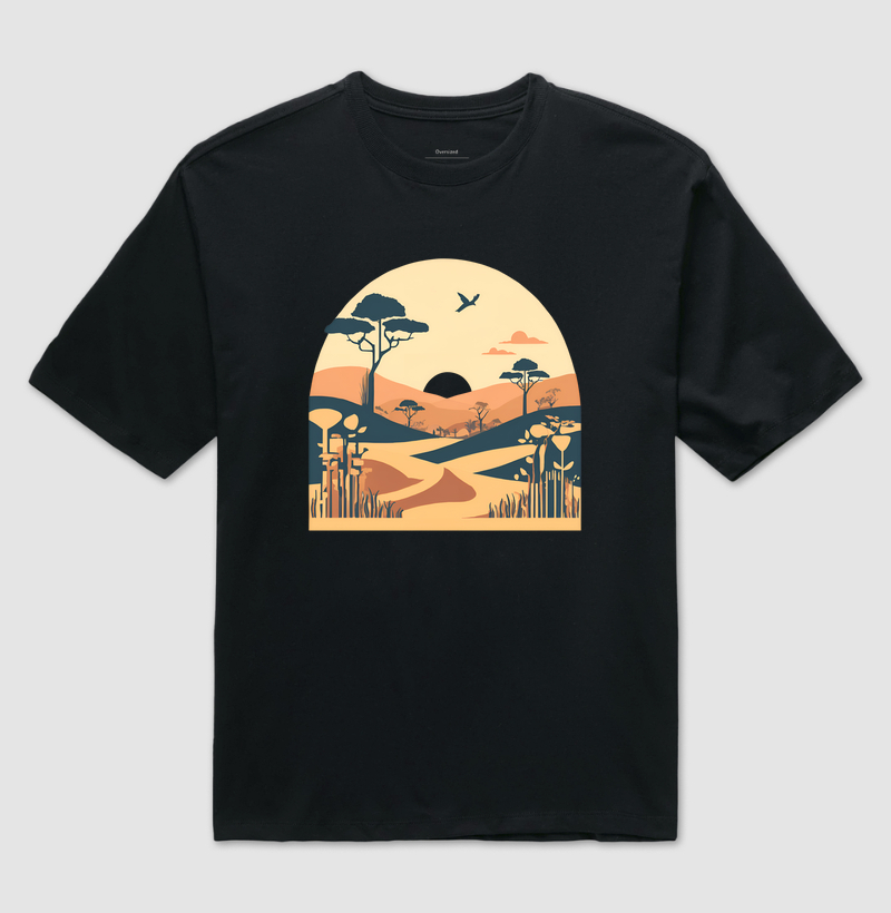 Camiseta Animalis Por do Sol Africano Oversized  100% Algodão