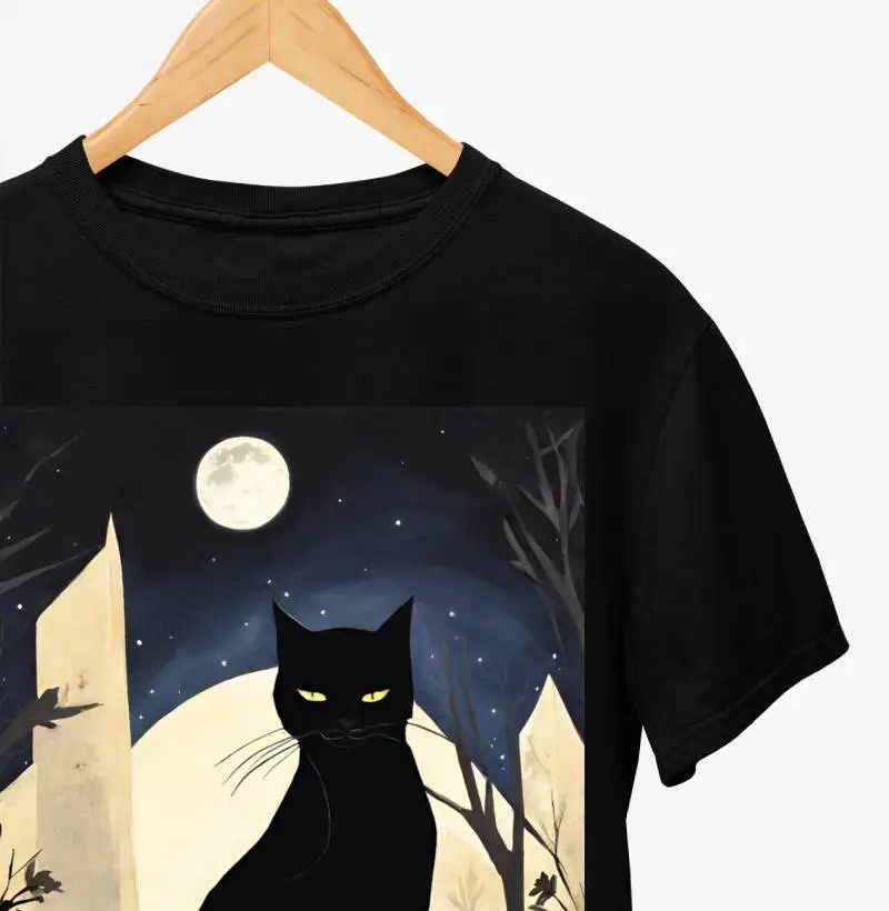 Camiseta B t-shirts Gato Preto Minimalista e Pop Art