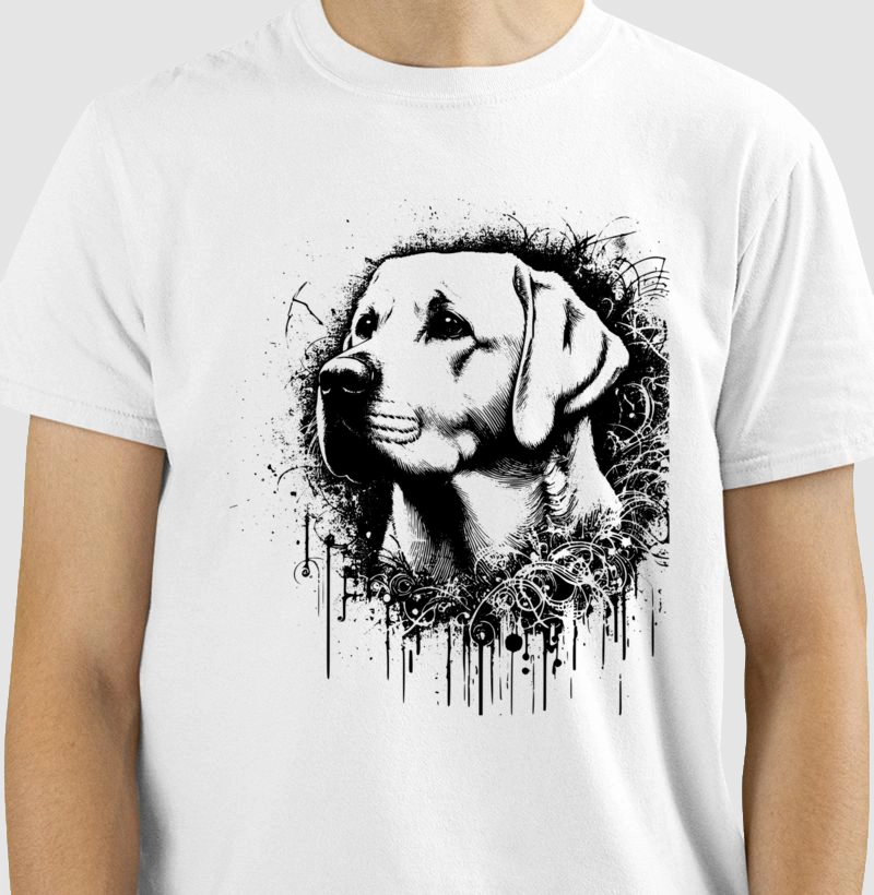 Camiseta Labrador Retriever graffiti preto e arte de rua.
