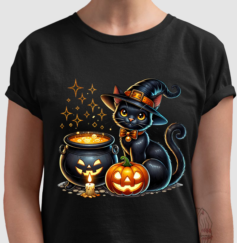 Camisa Gatinho Preto Halloween