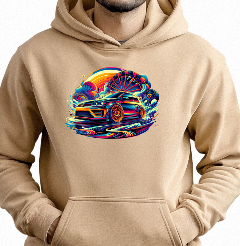 Moletom Golf psicodélico na pegada turbo e arte! Quem vive de carro, vive de cor.