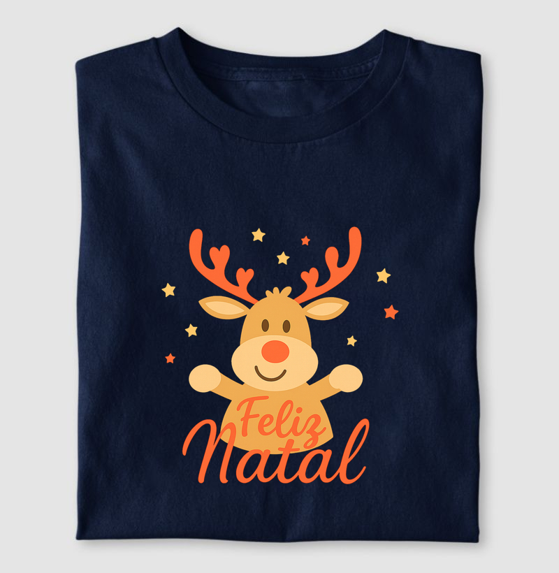 Camiseta Natal Rena Feliz – Presente Confortável e Estiloso