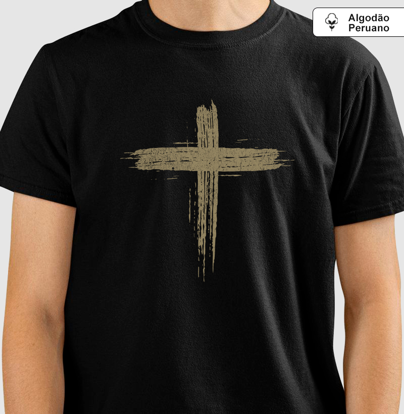 Cruz Minimalista: Camiseta em Algodão Peruano - Estilo e Fé em Harmonia