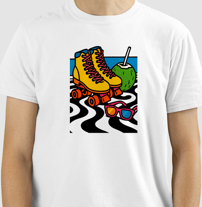 Camiseta Pausa no Calçadão — Patins & Água de Coco | Posto80