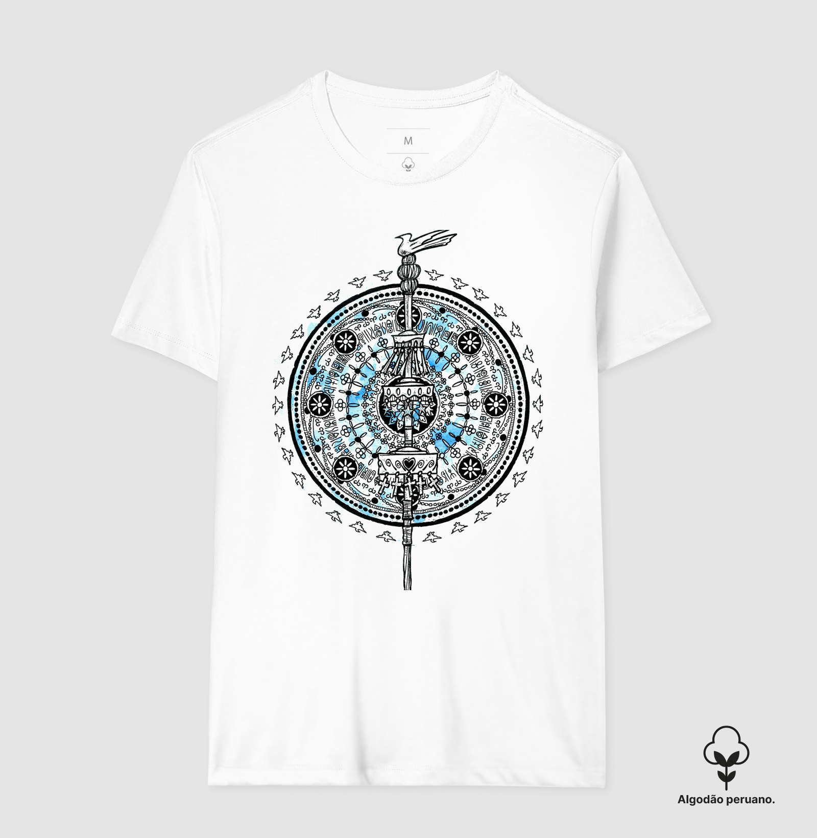 Camiseta A Serenidade de Oxalufã em Cada Traço 100% Algodão
