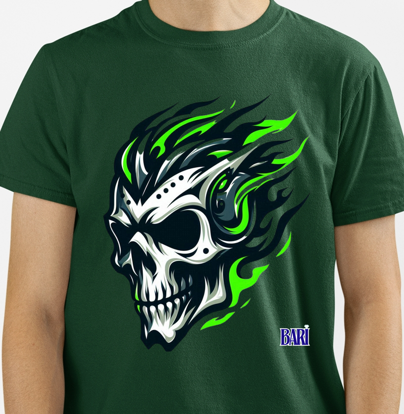 Camiseta com Estampa de Caveira Estilizada