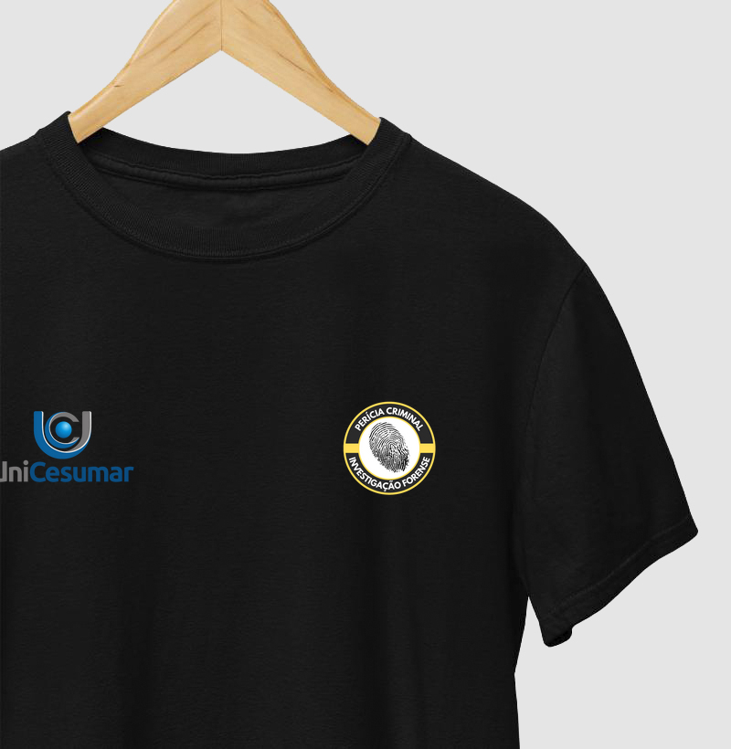 Camiseta Investigação Forense e Perícia Criminal minimalista