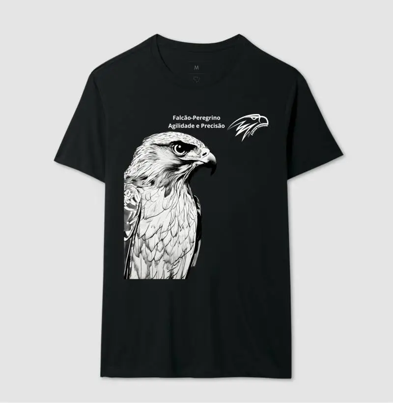Camiseta Masculina Arquétipo Falcão-peregrino Logo Falcon Custom cor Branca