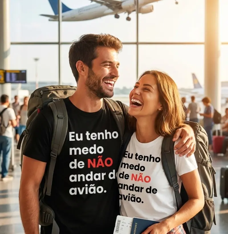 Camiseta "Medo de NÃO andar de avião" - Travel Lovers