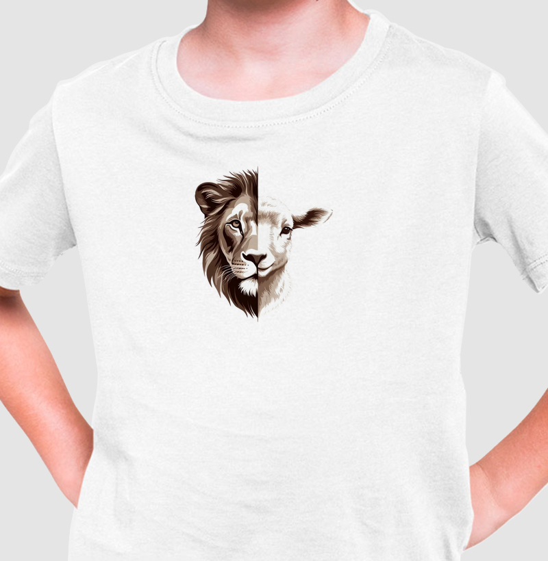 Camiseta Infantil Leão e Cordeiro