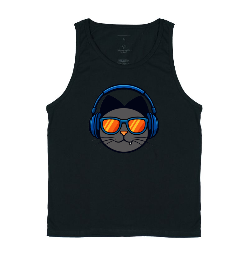 Camisa Gato Zin Masculina Fone Azul