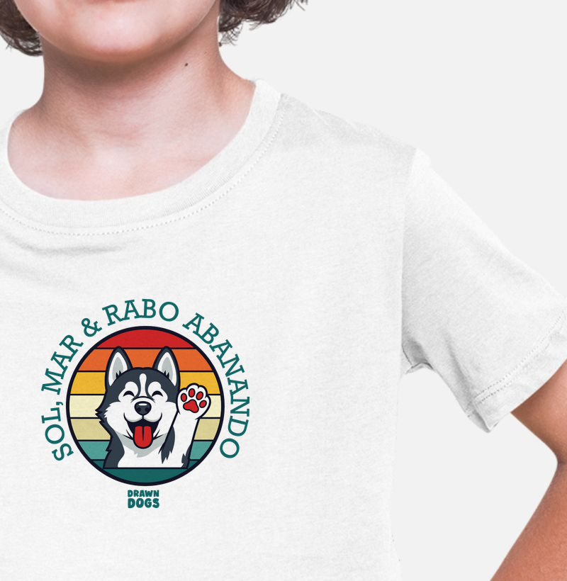 Sol, mar & rabo abanando estampa redonda