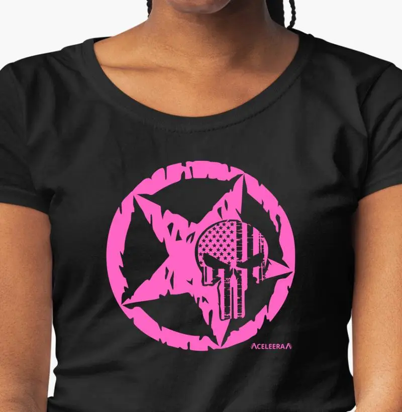 CAVEIRA ESTRELA PTO FUNDO ROSA - FEM