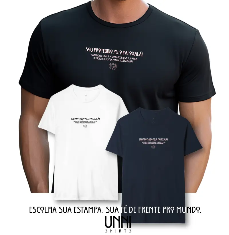 Camiseta Protegidoa Pai Oxalá Sombreada Preta