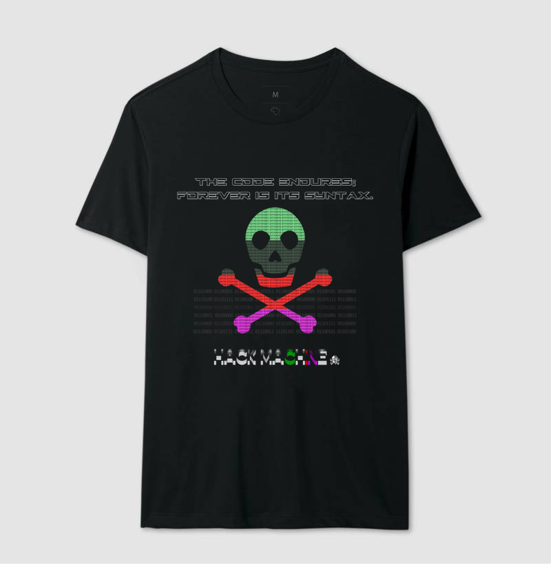 Camiseta Caveira Binária – Código Eterno / Hack Machine