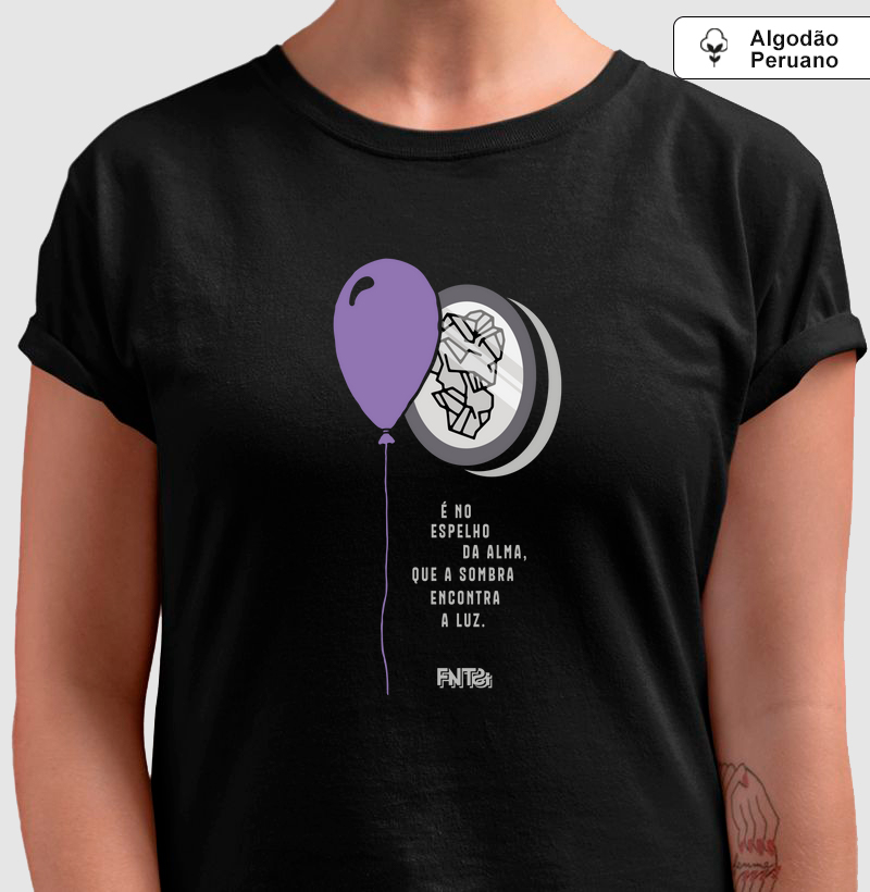 T-SHIRT "HUMANOS E MONSTROS" / ESPELHO DA ALMA (ALGODÃO PERUANO)