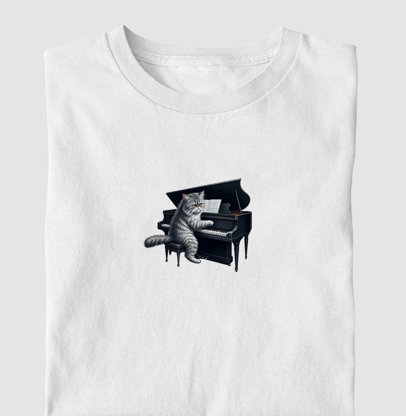 T-shirt Gato Pianista 