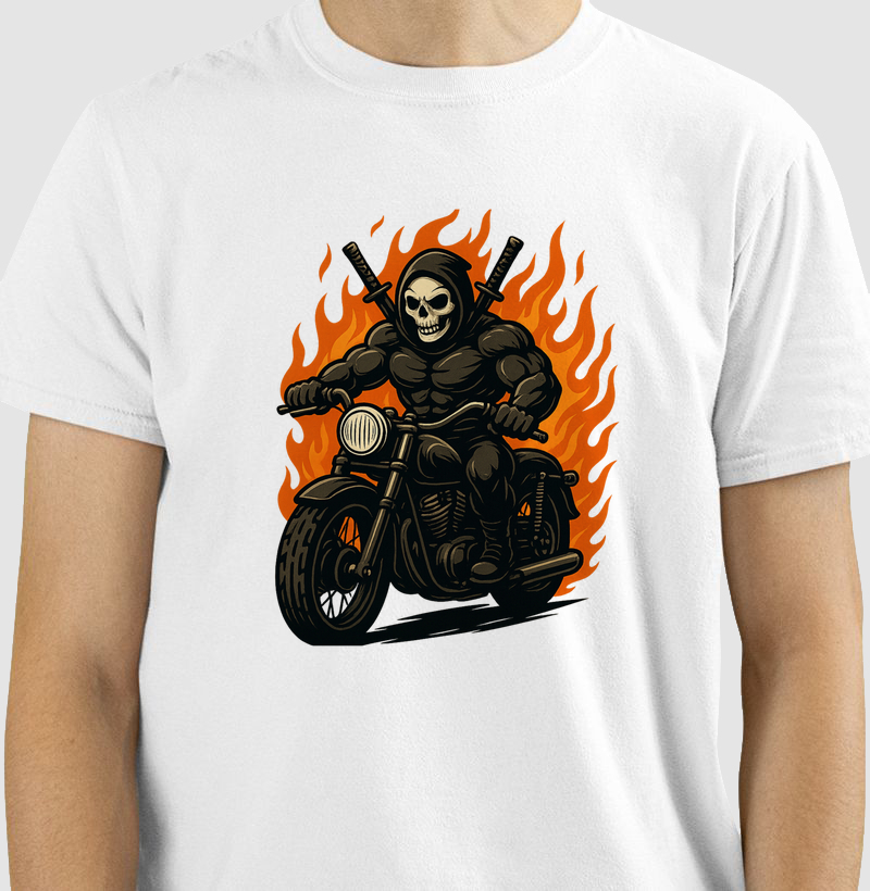 Caveira de Moto com Fogo