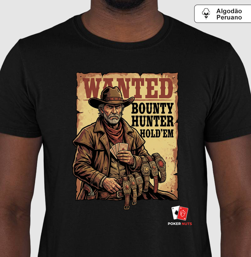 Camiseta Algodão Peruano Wanted Bounty Hunter Hod'em
